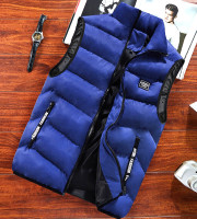 Winter Jackets Thick Vests Man Sleeveless Coats Male Warm Cotton Padded Waistcoat (Royal Blue)