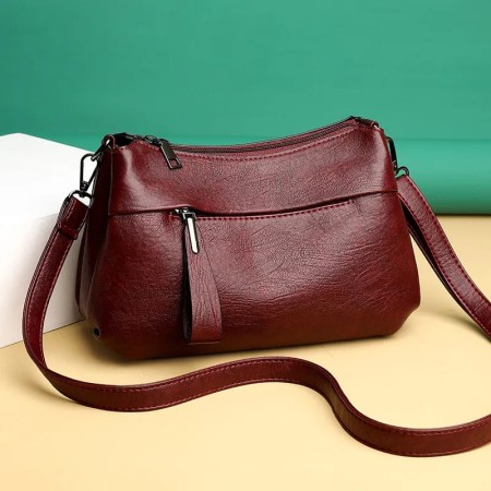 Crossbody artificial leather ( maroon color )